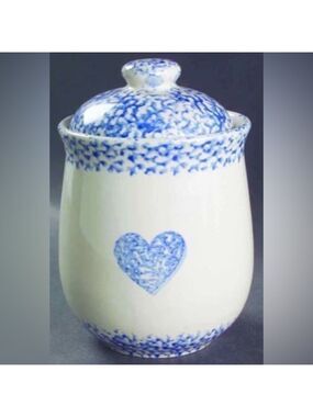 TIENSHAN Sponge Blue Heart Medium Canister & Lid